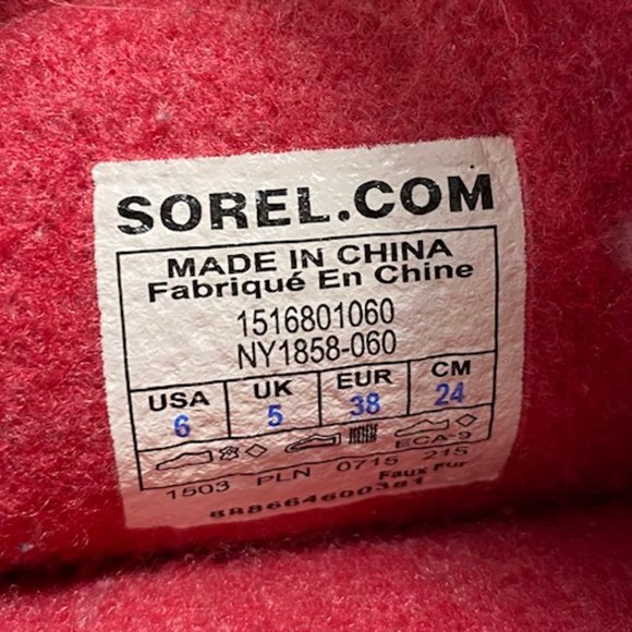 Sorel Womens Joan Of Arctic NY1858-060 Gray Pink Winter Duck Boots Size 38 - Picture 6 of 6